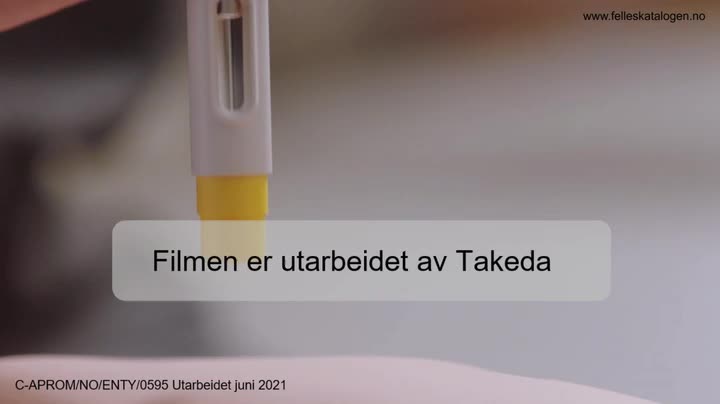 Instruksjonsfilm for bruk av ferdigfylt penn.