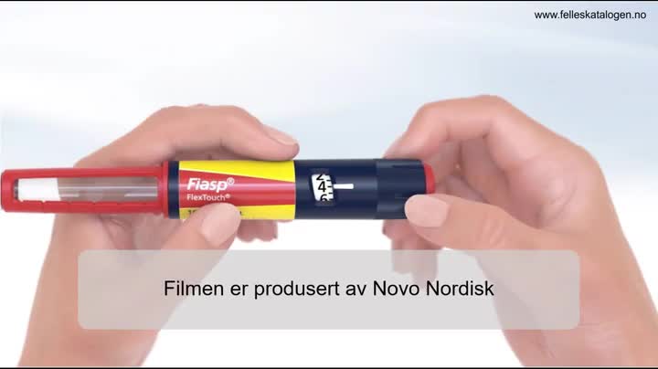 Instruksjonsfilm for bruk av Fiasp FlexTouch ferdigfylt
penn.