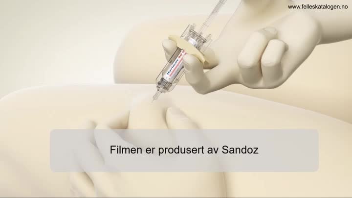 Instruksjonsfilm for bruk av ferdigfylt sprøyte